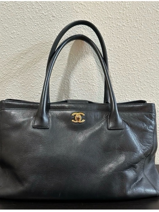 CHANEL Handbags - CHANEL Black Executive Calfskin Tote Bag with Gold CC turn-lock
